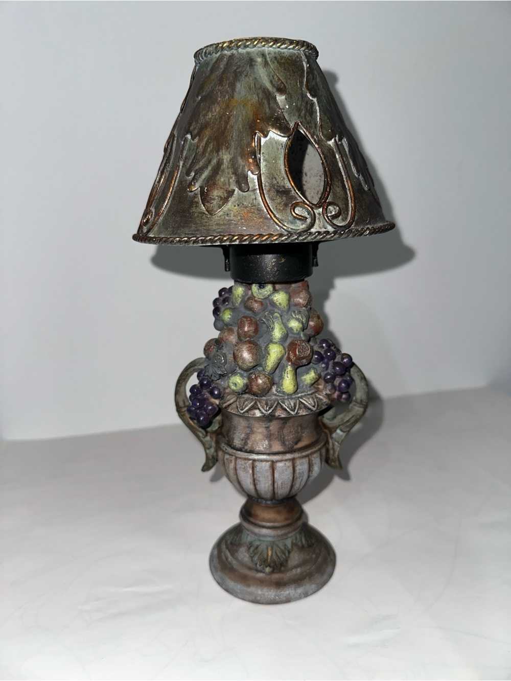 Vintage Chalkware Fruit Topiary Accent Lamp - Rare Art Nouveau Style - Excellent